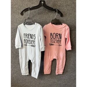 Baby Twins Bodysuit Born Together Matching Set Romper Newborn Baby Gift. F45
